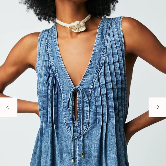 Free People Blue Denim Overall Romper - Picture 2 of 5